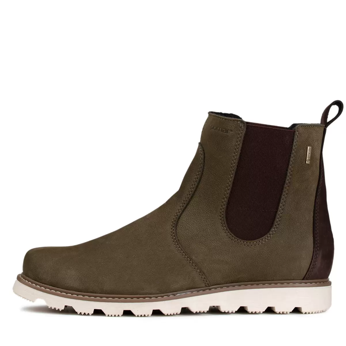 Raja Men's Gore-Tex® Chelsea Boots Pomarfin Oy Ankle Boots Men Olive Green Nubuck/Wht.sole
