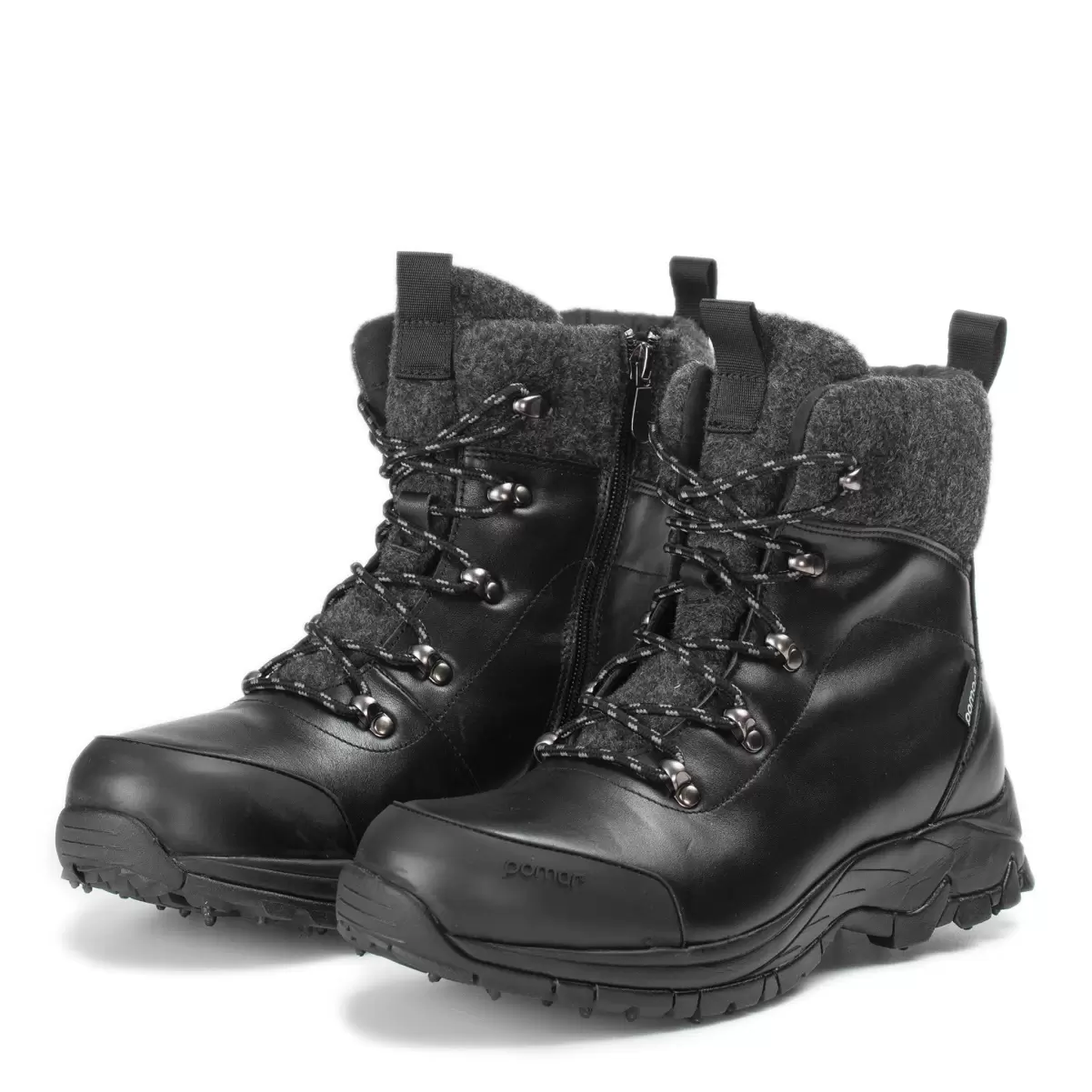 Winter Boots Pomarfin Oy Black Nappa/Gr Felt/Synt.fur Lining Otso Men's Spike Winter Boots Men - 3