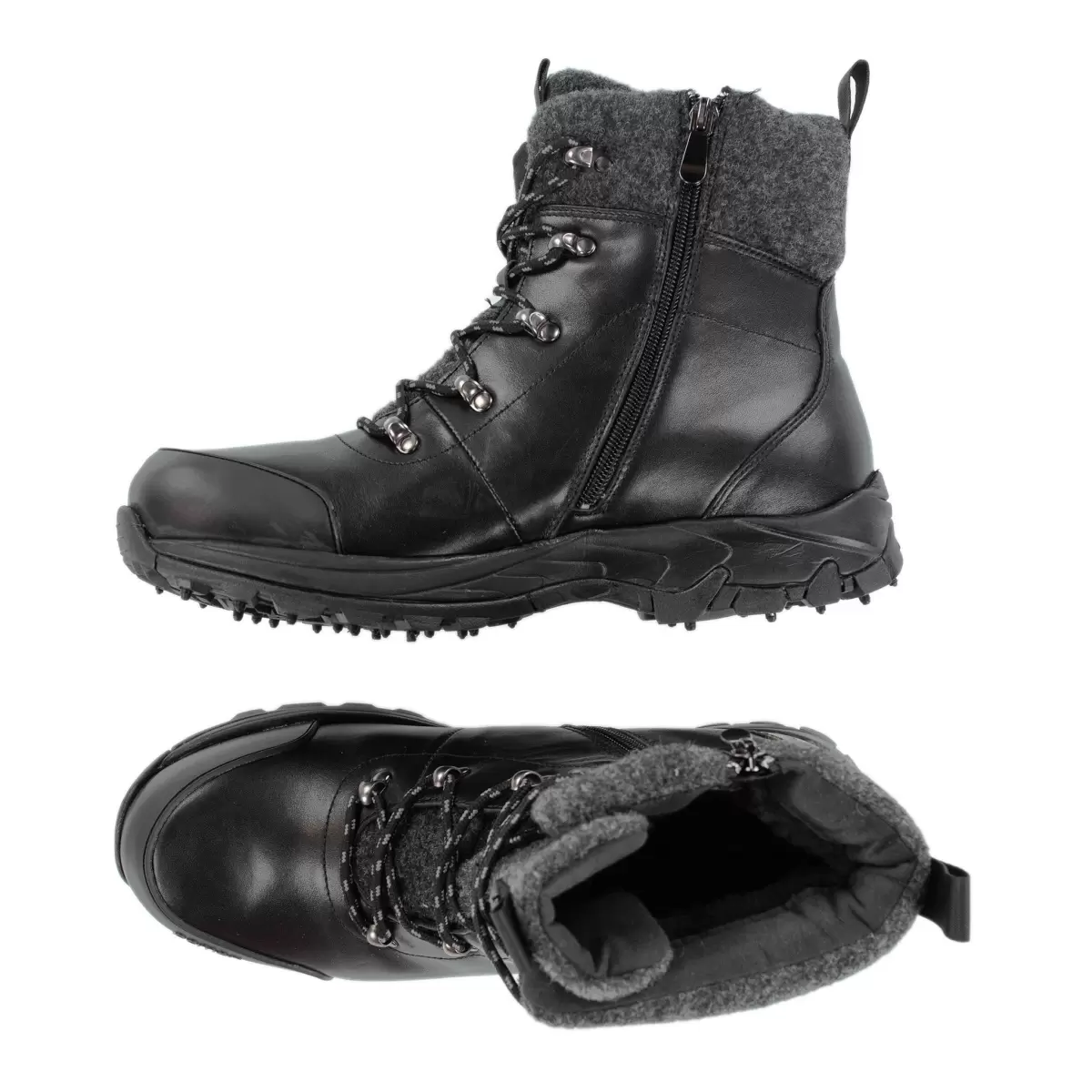 Winter Boots Pomarfin Oy Black Nappa/Gr Felt/Synt.fur Lining Otso Men's Spike Winter Boots Men - 4