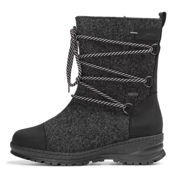 Mid-Length Pomarfin Oy Granit Felt/Black Waxy Leather Women Koli Women's Xw Gore-Tex® Felt Boots