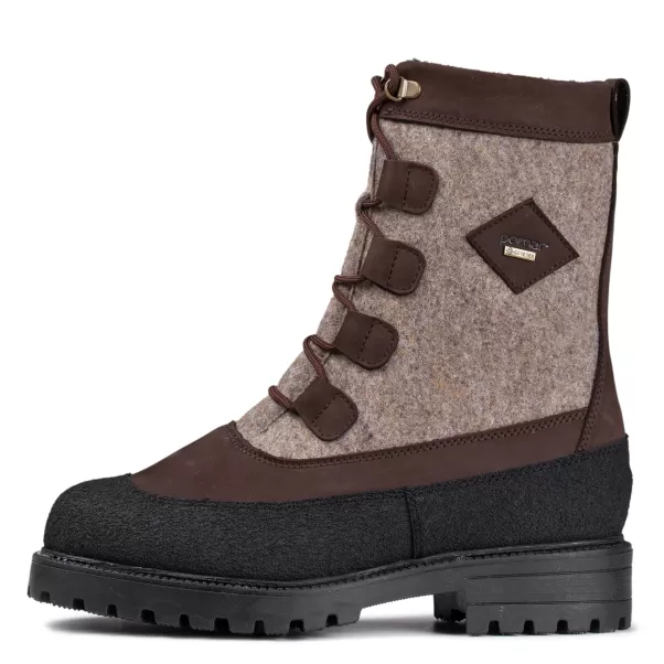 Pomarfin Oy Kiiruna Men's Gore-Tex® Warm Winter Boots Bark Waxy/Pu/Sand Felt Winter Boots Men