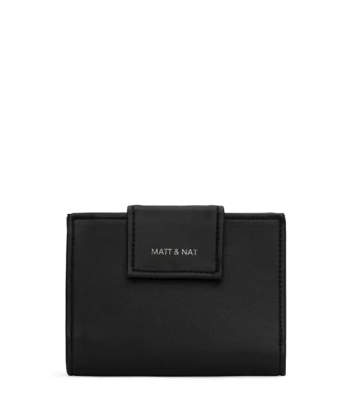 Matt & Nat Black Compact Women Cruisesm Small Vegan Wallet - Sol Wallets