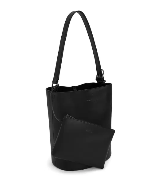 Stylish Black Shoulder Bags Women Matt & Nat Azur Vegan Bucket Bag - Vintage