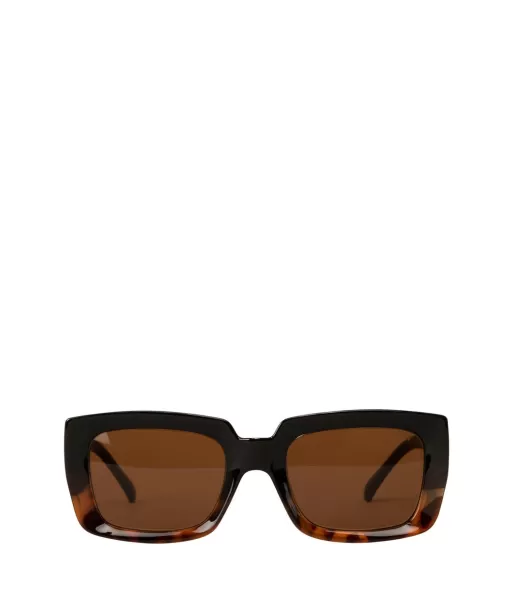 Black Simple Cera-2 Recycled Rectangle Sunglasses Matt & Nat Women Sunglasses